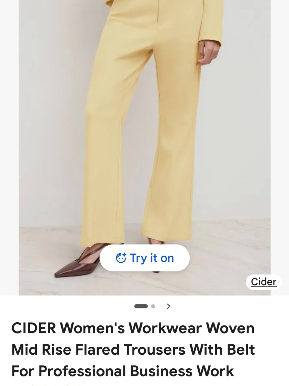 Cider Mid-Rise Flared Trousers in Pale Yellow